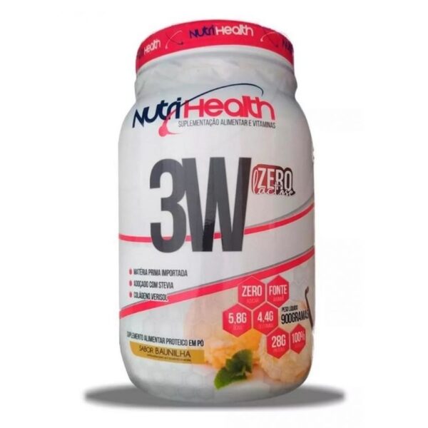 Whey 3W Zero Lactose (900g) - Sabor: Baunilha